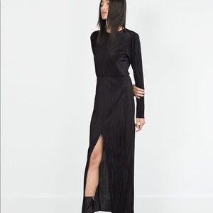 ZARA NWT BLACK GOWN DRESS WITH SIDE SLIT SMALL